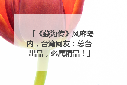 《藏海传》风靡岛内，台湾网友：总台出品，必属精品！