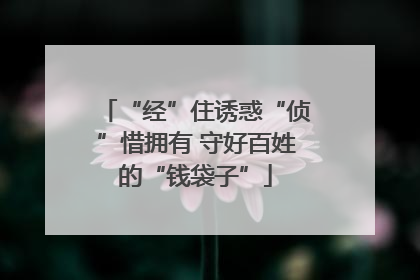 “经”住诱惑“侦”惜拥有 守好百姓的“钱袋子”