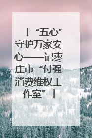 “五心”守护万家安心——记枣庄市“付强消费维权工作室”