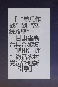 “单兵作战”到“系统攻坚”——甘肃省高台县合黎镇“四化一评”激活农村党员管理新引擎