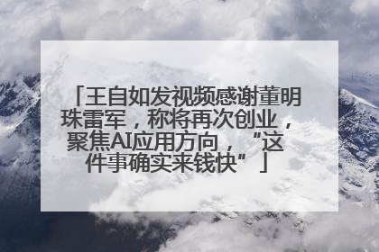 王自如发视频感谢董明珠雷军，称将再次创业，聚焦AI应用方向，“这件事确实来钱快”