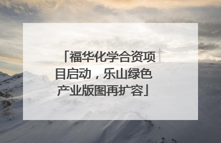 福华化学合资项目启动，乐山绿色产业版图再扩容