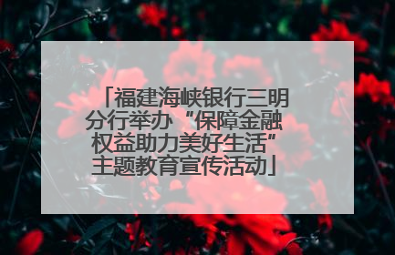 福建海峡银行三明分行举办“保障金融权益助力美好生活”主题教育宣传活动