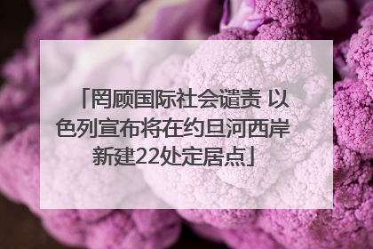 罔顾国际社会谴责 以色列宣布将在约旦河西岸新建22处定居点