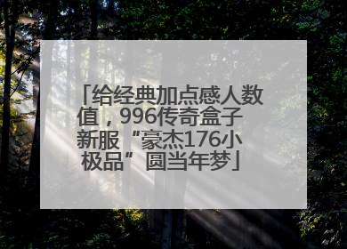 给经典加点感人数值，996传奇盒子新服“豪杰176小极品”圆当年梦