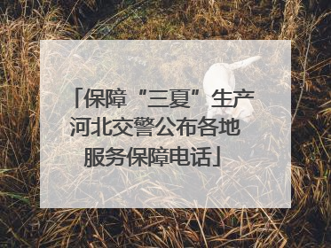 保障“三夏”生产 河北交警公布各地服务保障电话