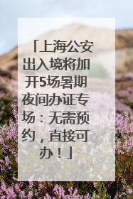 上海公安出入境将加开5场暑期夜间办证专场：无需预约，直接可办！
