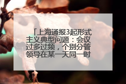 上海通报3起形式主义典型问题：会议过多过频，个别分管领导在某一天同一时段需参加3个会议