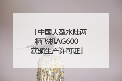 中国大型水陆两栖飞机AG600获颁生产许可证