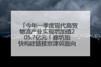 今年一季度现代商贸物流产业实现增加值205.7亿元！廊坊加快构建链接京津冀面向全世界的物流通道