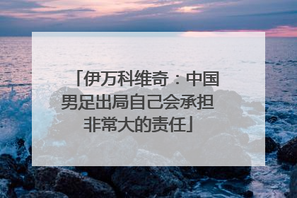 伊万科维奇：中国男足出局自己会承担非常大的责任