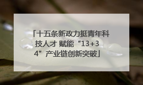 十五条新政力挺青年科技人才 赋能“13+34”产业链创新突破