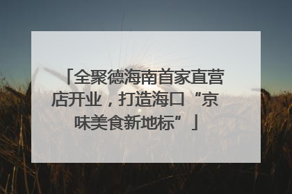 全聚德海南首家直营店开业，打造海口“京味美食新地标”