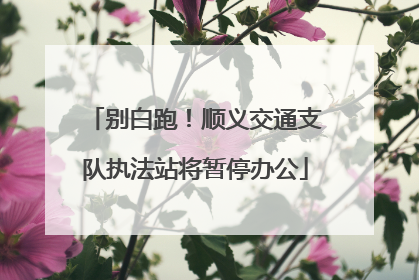 别白跑！顺义交通支队执法站将暂停办公