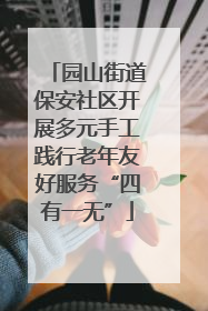 园山街道保安社区开展多元手工践行老年友好服务“四有一无”