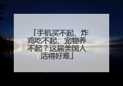 手机买不起、炸鸡吃不起、宠物养不起？这届美国人活得好难