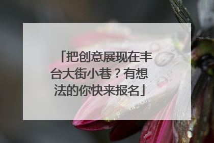 把创意展现在丰台大街小巷？有想法的你快来报名