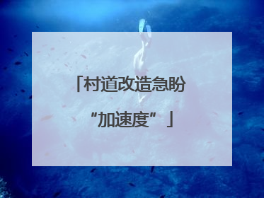 村道改造急盼“加速度”