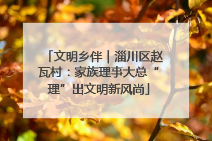 文明乡伴｜淄川区赵瓦村：家族理事大总“理”出文明新风尚