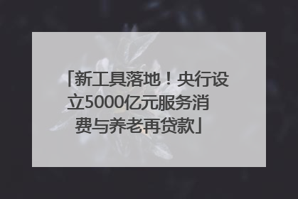 新工具落地！央行设立5000亿元服务消费与养老再贷款