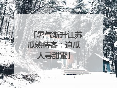 暑气渐升江苏瓜熟待客：追瓜人寻甜蜜