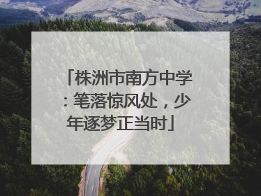 株洲市南方中学：笔落惊风处，少年逐梦正当时