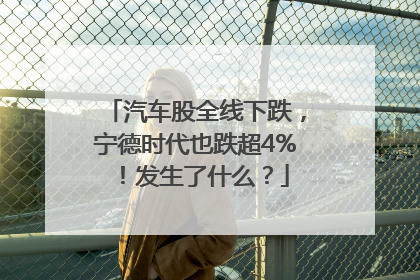 汽车股全线下跌，宁德时代也跌超4%！发生了什么？