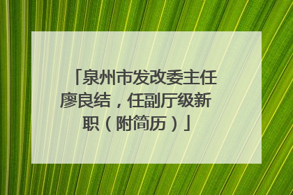 泉州市发改委主任廖良结，任副厅级新职（附简历）