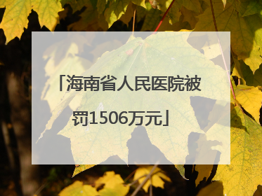 海南省人民医院被罚1506万元
