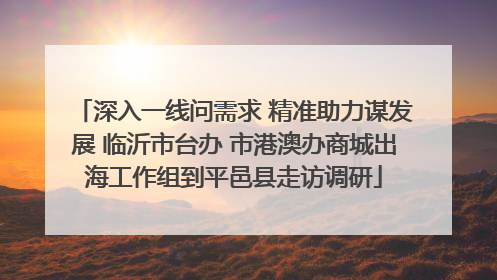 深入一线问需求 精准助力谋发展 临沂市台办 市港澳办商城出海工作组到平邑县走访调研