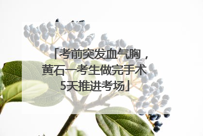 考前突发血气胸，黄石一考生做完手术5天推进考场