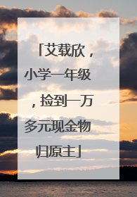 艾载欣，小学一年级，捡到一万多元现金物归原主