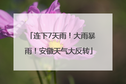 连下7天雨！大雨暴雨！安徽天气大反转