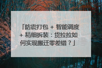 防震打包 + 智能调度 + 精细拆装：货拉拉如何实现搬迁零差错？