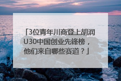 3位青年川商登上胡润U30中国创业先锋榜，他们来自哪些赛道？