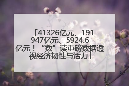 41326亿元、191947亿元、5924.6亿元！“数”读重磅数据透视经济韧性与活力